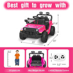 12V Ride on Car with Parent Remote Control, Toddler Electric Car with Spring Suspension, LED Lights & Music Player - Safe Battery Toy for Kids, Christmas & Birthday Gift, Pinkish