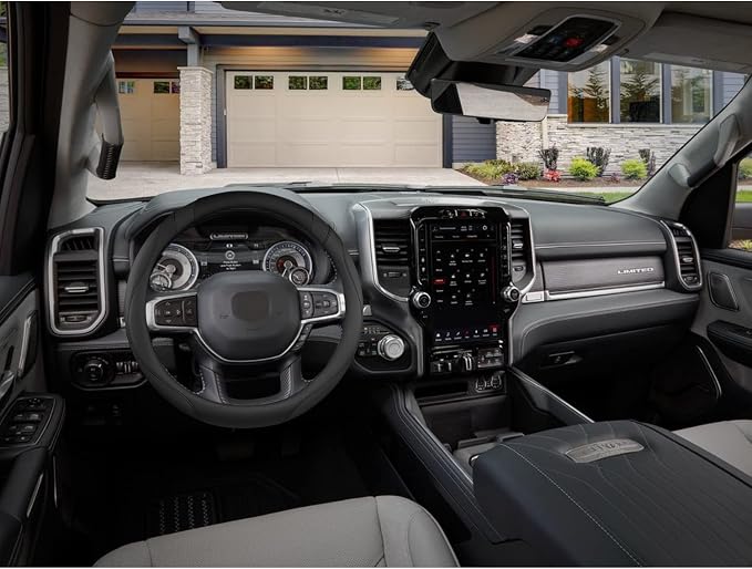 Customized Auto Car Steering Wheel Cover for Dodge 1989-2011 RAM 1500 2500 3500, Charger, Durango, Challenger (Black-Standard Size)