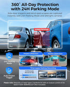 360° 4 Channel Dash Cam Front and Rear Inside, Built-in 128GB eMMC, 2K+1080P*3 Dashcam, Left Right, Voice Control, 5G WiFi Dash Camera for Cars with 4 Adjustable Lenses, IR Night Vision, M660