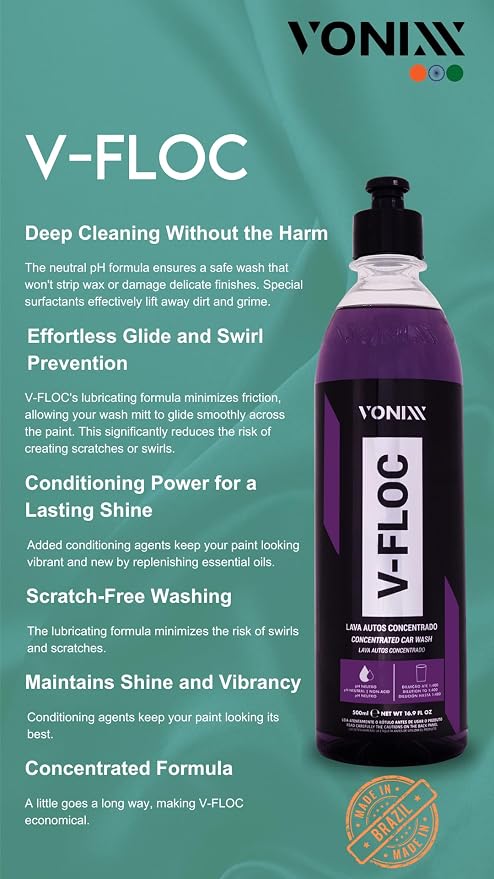 V-Floc Concentrated Car Wash Soap - Ph-neutral - 1:400 dilution - 16.9 fl oz (500ml)