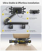 Tablet Holder for Car - [3 in 1 Adjustable Extension Arm] Upgraded iPad Holder for car Backseat with Holding Net, Road Trip Essentials for Kids, for 4.7-13" iPad Pro, Air, Mini, Fire HD, Phone