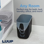 Luup Trash Can (Black) - Reuse Grocery Bags - Plastic Garbage Container for Bathroom, Vanity, Laundry Room, Kitchen, Office, Garage - 2.5 Gallon Wastebasket with Hooks to Secure Trash Bags