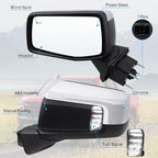 Left Driver Side Mirror Compatible With 2019-2025 Chevy Silverado 1500 With Power Glass Manual Folding Turn Signal Heated Blind Spot Chrome Replace#GM1320680(7Pins)