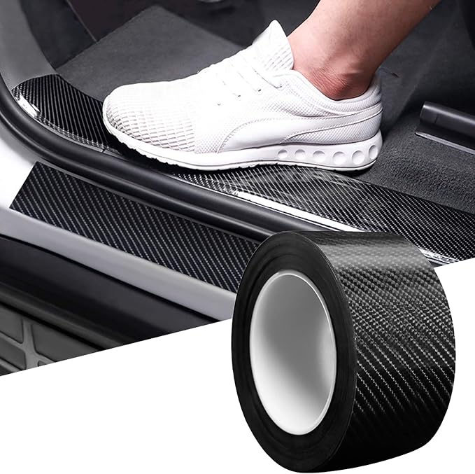 Car Door Edge Guards Door Sill Protector, 2.7In x 33Ft 5D Carbon Fiber Car Wrap Film, Vinyl Automotive Wrap Film Anti-Collision Fits for Most Vehicles (Black)