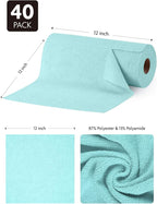 Microfiber Cleaning Cloth Roll -40 Pack, Tear Away Microfiber Towels, 12" x 12", Reusable, Washable, Scratch Free, Ultra Absorbent Dishcloth for All-Around Cleaning Supplies (Blue)