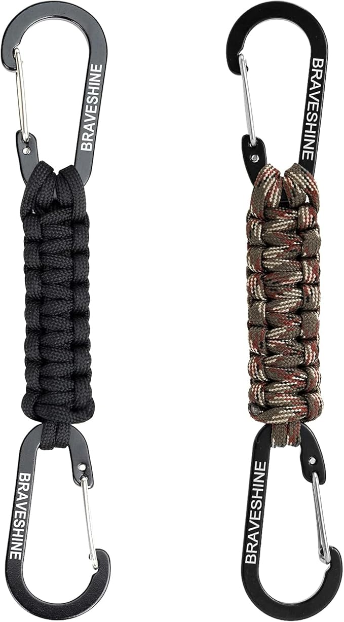 Paracord Keychain Carabiner Clip, D Ring Lanyard Hanger Stroller Hook for Water Bottle, Key, Backpacks, Men, Women