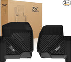 3W Floor Mats Fit for Ford F250 F350 F450 F550 2017-2025 2026 Super Duty Crew Cab with Under Seat Storage, All Weather TPE Custom Fit F 250 Floor Liner(Not for Vinyl Floor), Front Row,2-pc Black