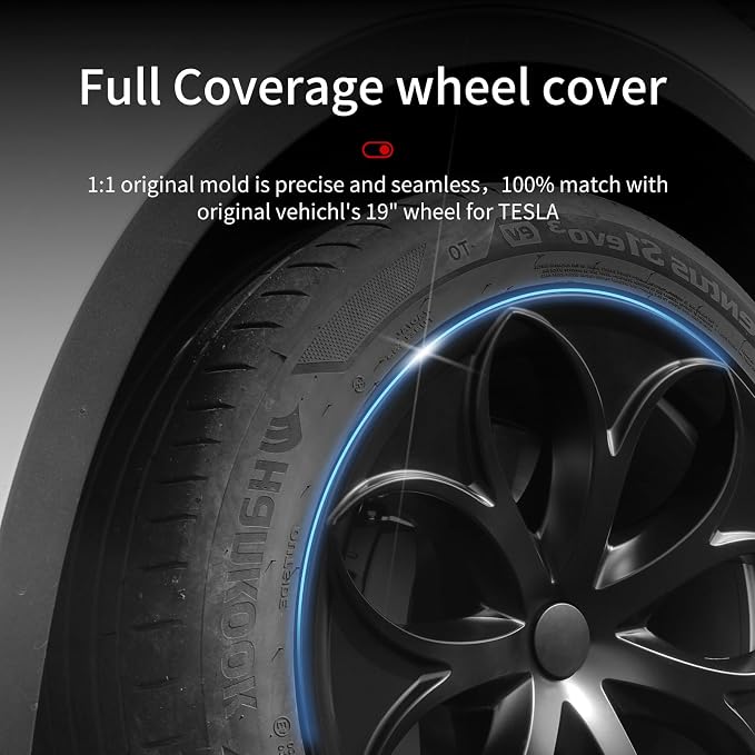 Wheel Cover for Tesla Model Y 4PCS Hubcaps for Tesla Wheel Cover Model Y(2020-2024) 19inch Petal Rim Full Cover Hubcaps Accessories (Petal Style, 19 inch)