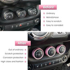 Audio Air Conditioning Button Cover Decoration Twist Switch Ring Trim for Jeep Wrangler JK JKU Patriot 2011-2018, Compass 11-16, Liberty 08-12, Dodge Challenger 08-14 Interior Accessories Pink 3PCS
