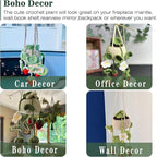 Cute Crochet Plant for Car Rear View Mirror,Boho Hanging Accessories Decor | Handmade Pendant for Women Girls,Green Interior Aesthetic Truck Hanger Ornament Charm for Men (Red Strawberry Plant)