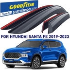 Goodyear Shatterproof Window Deflectors for Hyundai Santa Fe 2019-2023, Tape-on Rain Guards, Window Visors, Vent Deflector Visor, Car Accessories, 4 pcs. - GY008904