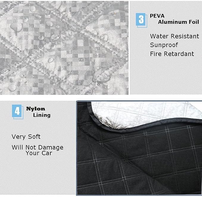 Car Windshield Cover, Heavy Duty Thick Protective Windscreen Cover - Snow Ice Frost Sun UV Dust Water Resistent - Pefect Fit for Cars SUVs All Years Summer/Winter