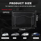 2 PCS Car Seat Side Pocket Organizer, PU Leather Cell Phone Sunglasses Storage Pocket, Mini Seat Gap Filler Pouch for Auto Seat Door Window Console, Interior Car Accessories (Black)