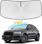 Windshield Sun Shade for Audi Q3 2019-2025 2026 Front Windows Shade | 4 Layers for Car Sunshades Cover Custom Fit Q3 Sun Visor 250T Retractable Shade Blocks UV Rays Car Accessories