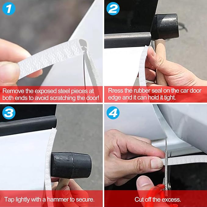 33Ft(10M) Long Car Door Edge Guards,U Shape Edge Trim Rubber Seal Protector Rubber Car Door Protector Car Protection Door Edge Anti-Collision Rubber Clips Fit for Most Car| White