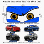 Car Windshield Sun Shade, Universal Fit Midsized Sedan SUV, Monster Blue | 63 x 31.5" Windshield Cover, Foldable Front Window Sunshade, UV Heat Protection, Cute Eyes Series