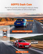 S1 Pro Dash Cam Front and Rear, 60FPS STARVIS 2 Dash Camera, PlatePix™ Tech, AI Dual Dash Cam with ADAS & BSD, Night Vision Car Camera with 5G WiFi, GPS, Voice Control, 24/7 Parking Mode