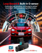 N6 360° Dash Cam 4 Channel, 5.8G WiFi-6 (up to 20MB/s) with App, Free 128GB Card, FHD Front & Rear Inside Dash Cam for Car, 8 IR Lights Night Vision, GPS, 24/7 Parking Mode, G-Sensor