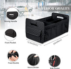 Car Trunk Organizer for SUV, Car Storage Organizer Collapsible Multi Compartment Container Box, Adjustable Car Accessories for Women/Men, Black