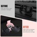Sunglass Holder for Car Visor, Faux Leather Eyeglass Holder Clip for Car Sun Visor Organizer, Universal One Handed Operation Sun Glass Hanger, Car Interior Accessories for Women Man
