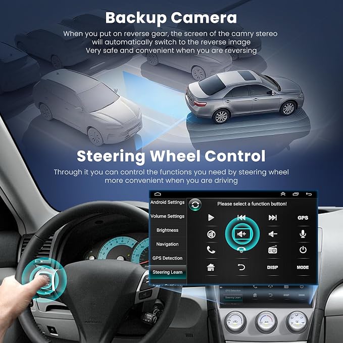 (8Core + 64GB) 10.1 Inch QLED Touch Screen Car Radio for Toyota Camry (2006-2011 with Manual A/C) with Carplay and Android Auto,Android 15 Camry Stereo Support Bluetooth,WiFi,GPS,FM Radio