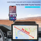 Car Phone Holder Fit for Toyota Tacoma 2024 2025 2026 W/Dash Tray Storge Box Organizer, Cell Phone Mount for Tacoma Accessories 14 inch Touch Screen 360 Degree Rotation (Not Fit 8 inch)