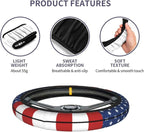 American Flag USA Steering Wheel Cover Car Accessories Cute for Women Girls Girly Universal 15 Inch Neoprene Auto Interior Decor Anti Slip Car Truck Protector