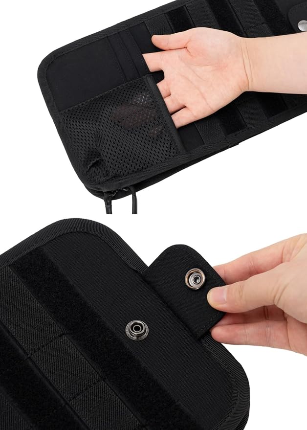 Tactical Visor Organizer MOLLE Panel with Zipper Storage Pouch & Sunglasses Holder Car Essentials EDC Gear Tool Pack Vehicle Accessories for Truck Pickup Van SUV ORV (Sun Visor Organizer)