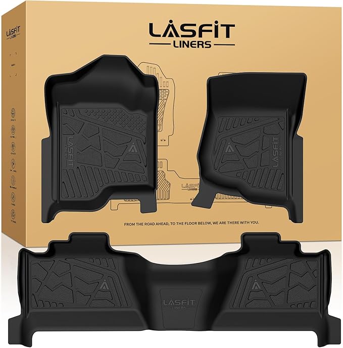Floor Mats 2007-2013 for Chevy Silverado/GMC Sierra 1500, 2007-2014 2500 HD 3500 HD, Gasoline only, Crew Cab, 1st Row Bucket Seat, All Weather TPE Custom Fit Car Floor Mats (2007 Only New Body)