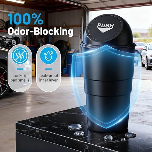 Cup Holder Trash Can, Leakproof Car Trash Can with Lid, Trash Bin for Car Accessories, Mini Garbage Bin Organizer for Automotive Office Home Kitchen, Applicable to Women and Men