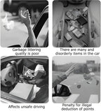 Car Seat Side Storage Pocket, Leather Hanging Foldable Multifunctional Vehicle Front Door Back Organizer Box, Waterproof Auto Interior Organizing Container, Universal fit(Beige)