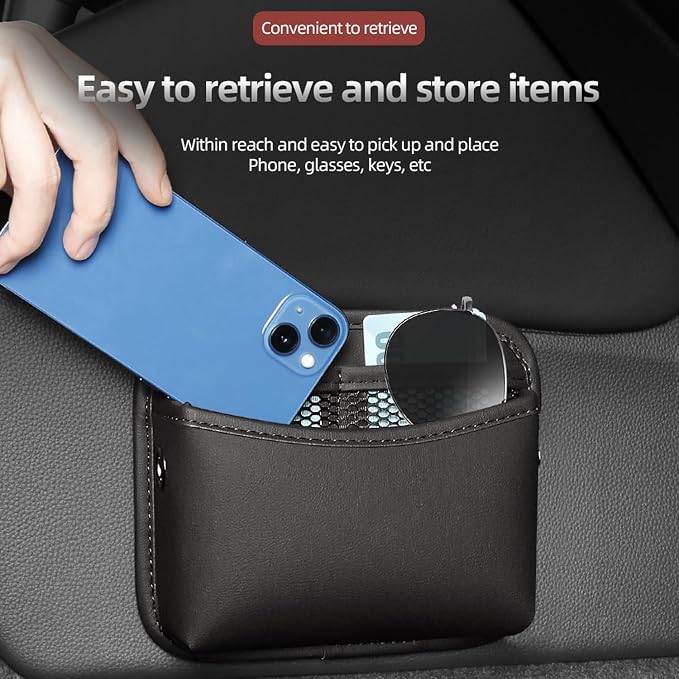 Universal Car Side Pocket Organizer for Car Seat, PU Leather Car Pocket Pouch, Door, Window, Console, Keys Cards Cell Phone Sunglasses Holder for Car, Multifunctional Car Organizer Accessories.