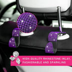 2 PCS Bling Car Seat Headrest Hooks, Crystal Rhinestone Back Seat Hanging Storage Organizer, Auto Purse Bags Hanger, Universal Vehicle Interior Accessories for Women Girls (Purple)
