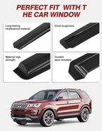 Outside-Mount Window Rain Guards Fit for Ford Explorer 2011-2019, Extra Durable Window Visors Wind Deflector Dark Smoke Vent Shades Car Tape-on with Thicker 4PCS