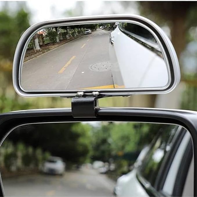 Blind Spot Mirror, Wide Angle HD Glass Rearview Mirror Adjustable Universal for Cars SUV and Trucks, 5.7inch*2.5inch, Sliver