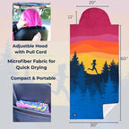 Car Seat Towel Cover – Hooded Moisture-Wicking Microfiber Seat Protector – 30" x 60" – for Runners and Outdoor Enthusiasts – Happy Hour