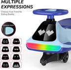 12V Electric Wiggle Car for Kids with Pedal, Display, Rechargeable Battery, LED Light, Bluetooth, Light-Up Wheels, Anti-Rollover, 2 Speeds, Ride on Toys, Birthday Gifts for Age 3+, 150Lbs