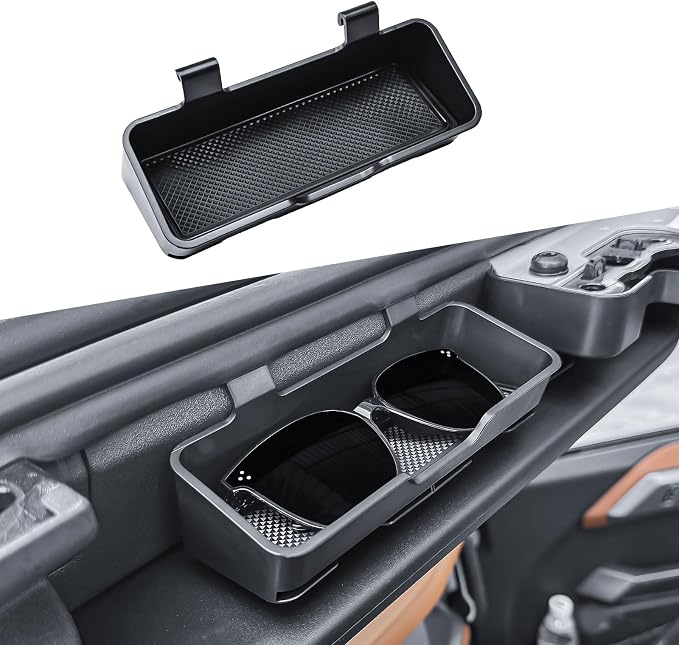 HGWEI Sunglasses Holder Compatible with 2021-2026 Ford Bronco 2/4 Door Interior Accessories, Mounted Sun Visor Organizer and Card Storage Box 1 Pack Black (Not Fit Bronco Sport)