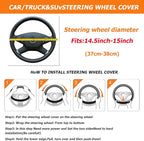 15 Inch Car Leather Steering Wheel Cover, Automotive Accessories Elastic Breathable Anti-Slip Soft Wheel Protector Fits Men and Women, Suitable for SUVs, Trucks, Vehicles and RVs (Light Gray)