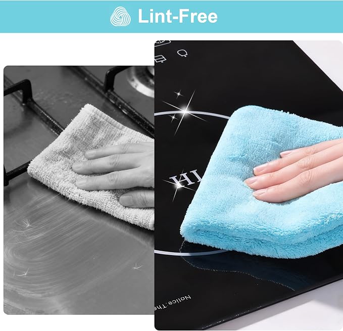 Microfiber Cleaning Cloths Cyan, 11.8" x 11.8" Kitchen Towels – Reusable Cleaning Rags, Lint-Free, Super Absorbent Cleaning Cloths for Kitchen, Car, and Household Cleaning