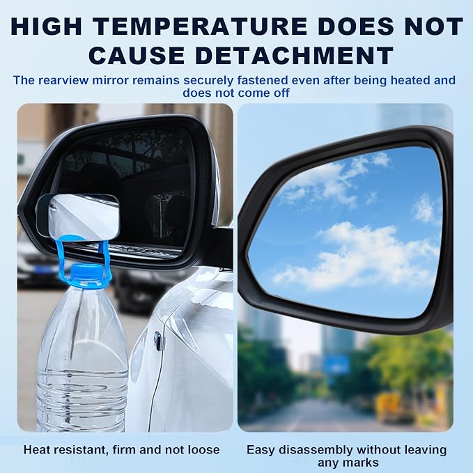 Blind Spot Mirrors - 2 Pack Rectangle HD Glass Frameless Convex Rear View Mirror with Wide Angle Adjustable Stick for Cars, Trucks, And Motorcycles Stuff Rearview Mirror Accessories Decor