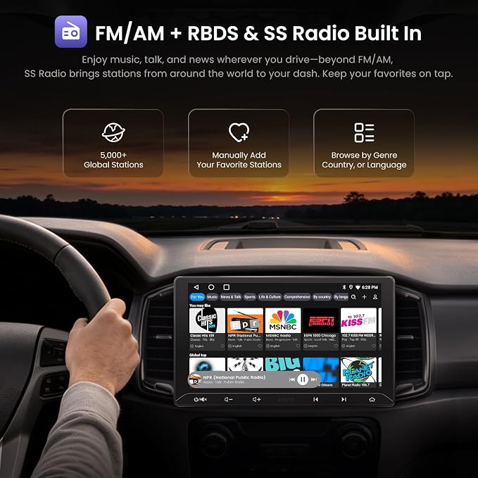A5L 9 Inch Double-DIN Android Car Stereo Wireless CarPlay Android Auto, Wi-Fi/USB Tethering, GPS Navigation, AI-Powered Car Radio, 24EQ, Mirror Link, HD LRV, Backup Camera, OTA Upgrade
