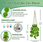 Crochet Hanging Plant for Car,Car Decorations Interior,Plant Aesthetic Car Accessories for Women Interior Cute,Car Pendant Ornaments Charms for Rear View Mirror,Boho Car Decoration Gifts