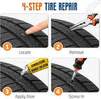 Tire Repair Screws Kit, 66pcs Tire Plug Kit, with Pliers, Screwdriver, Gloves, Glue and Storage Case, Emergency Flat Tire Puncture Repair, No Tire Removal Needed
