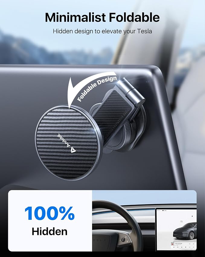 3rd Gen Tesla Phone Mount 【Upgrade Adhesive & Upgrade Stongest Magnet】 Phone Holder for Tesla New Model Y Juniper Model 3, 360° Adjustable Tesla Phone Holder fits iPhone 17 16 15 14 Pro Max