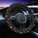 Dog Paw Print Steering Wheel Covers Universal 15 inch Non Slip Neoprene Steering Wheel Protector Cover for Men Women Car Truck