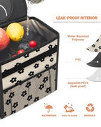 Car Trash Can with Lid, Leakproof Car Trash Bag Hanging Waterproof Automotive Garbage Can with Storage Pockets Mini Vehicle Trash Bin for Back/Front Seat(Black Flower,2.5 Gallon)
