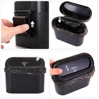 Mini Car Trash Can with Lid, Small Car Garbage Can, Cute Leakproof ABS Car Trash Bin, Car Accessories for Interior, Garbage Bin for Car, Home, Office with 120pcs Trash Bags Carbon Fibre