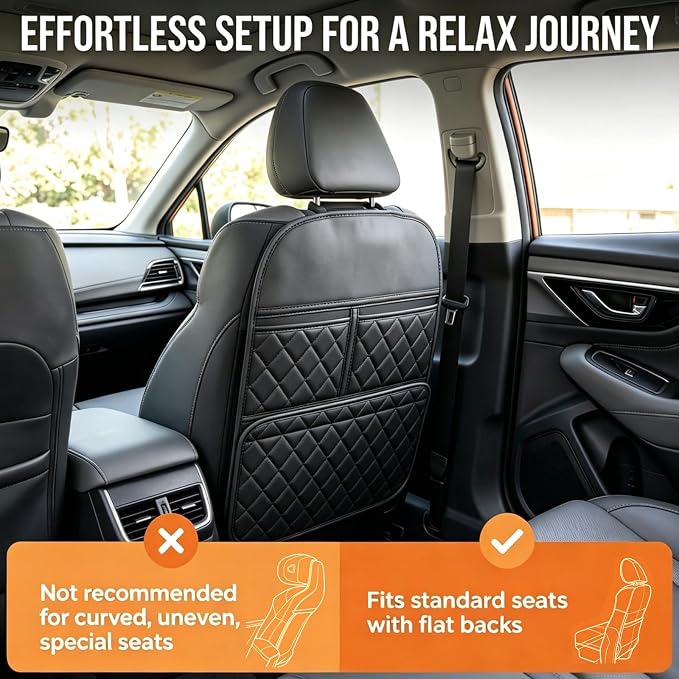 ROXAI 2 Pack Kick Mats Back Seat Protector, Seat Back Cover for Kids Feet, Anti-Kick Pad for Back of Front Seats – Waterproof, Keep Car Clean from Dirt, Scuffs & Stains