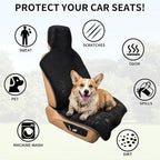 Car Seat Cover Towels Front Seats, Waterproof Sweat Car Seat Towel Protector After Gym Post Workout Athletic, SUV Truck Seat Towel Cover for Running Swimming Beach and Hiking (Black 2Pcs)